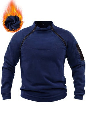 Men's Thermo-Tactical Sweatshirt with Fleece Lining, Zip Shoulders & Arm Pocket Mune Fashion