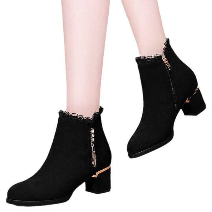 Women Elegant Ankle Boots with Ruffle Detail Mune Fashion