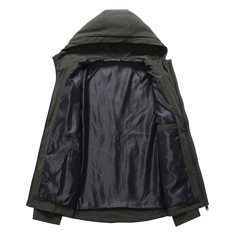 Men's urban minimalist softshell hooded jacket with concealed zipper front Mune Fashion