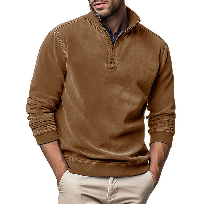 Men's Half-Zip Sweatshirt with Stand-Up Collar and Ribbed Cuffs Mune Fashion