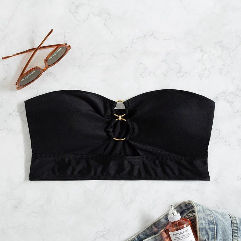 Women's Bandeau Bikini Top with Sophisticated Ring Detail Mune Fashion