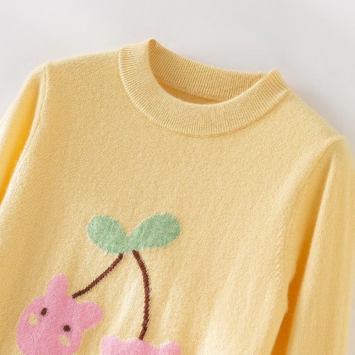 Women fine-knit sweater with playful cherry motif and round neck Mune Fashion