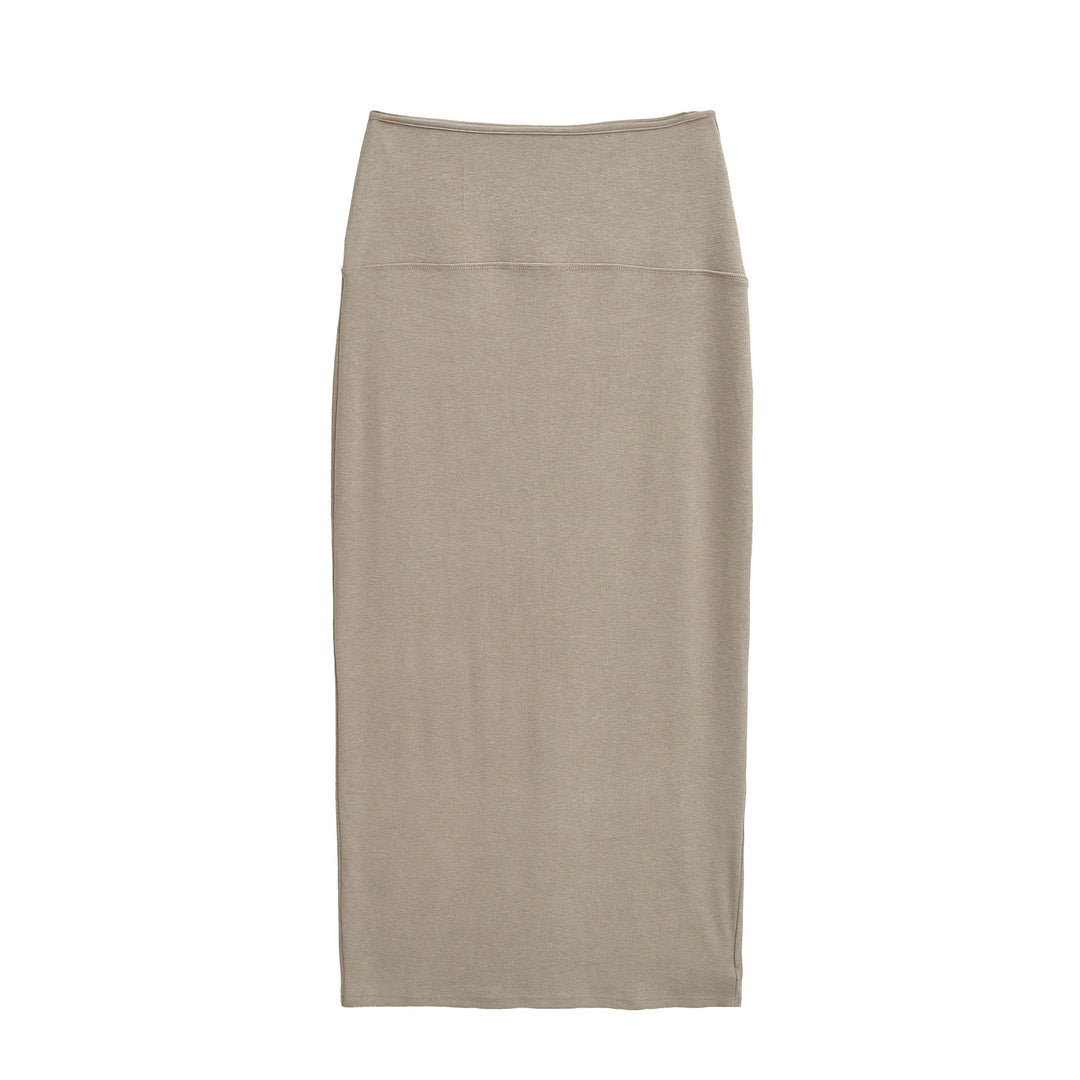 Ladies' cropped set made of fine knit with button cardigan and figure-hugging maxi skirt Mune Fashion