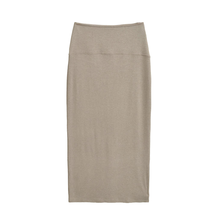 Ladies' cropped set made of fine knit with button cardigan and figure-hugging maxi skirt Mune Fashion