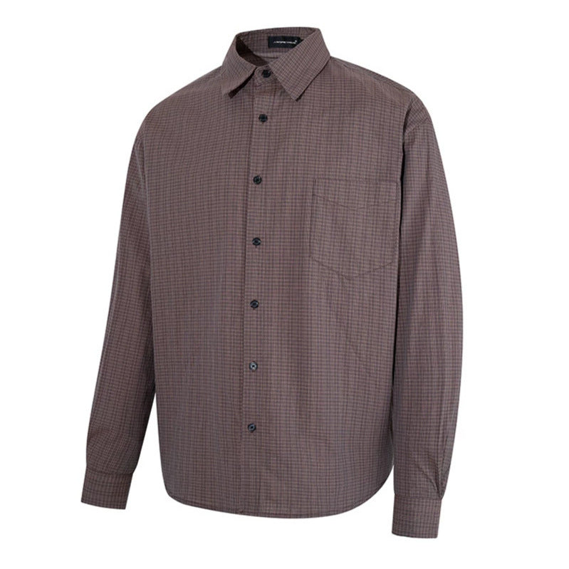 Men's long sleeve shirt in fine Glencheck with chest pocket and straight cut Mune Fashion
