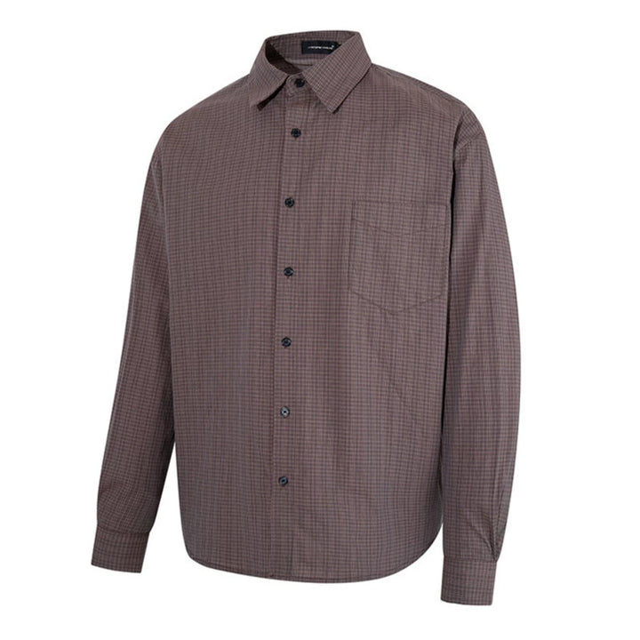 Men's long sleeve shirt in fine Glencheck with chest pocket and straight cut Mune Fashion