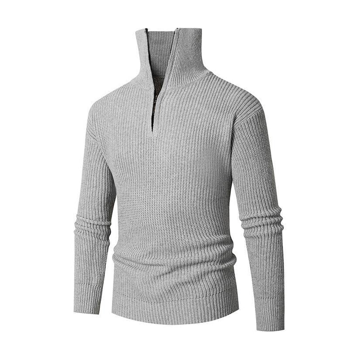Men's structured half-zip sweater with high collar, robust rib structure and elastic cuffs Mune Fashion