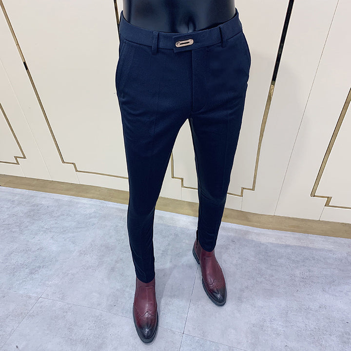 Men's slim suit trousers with crease and elastic waistband Mune Fashion