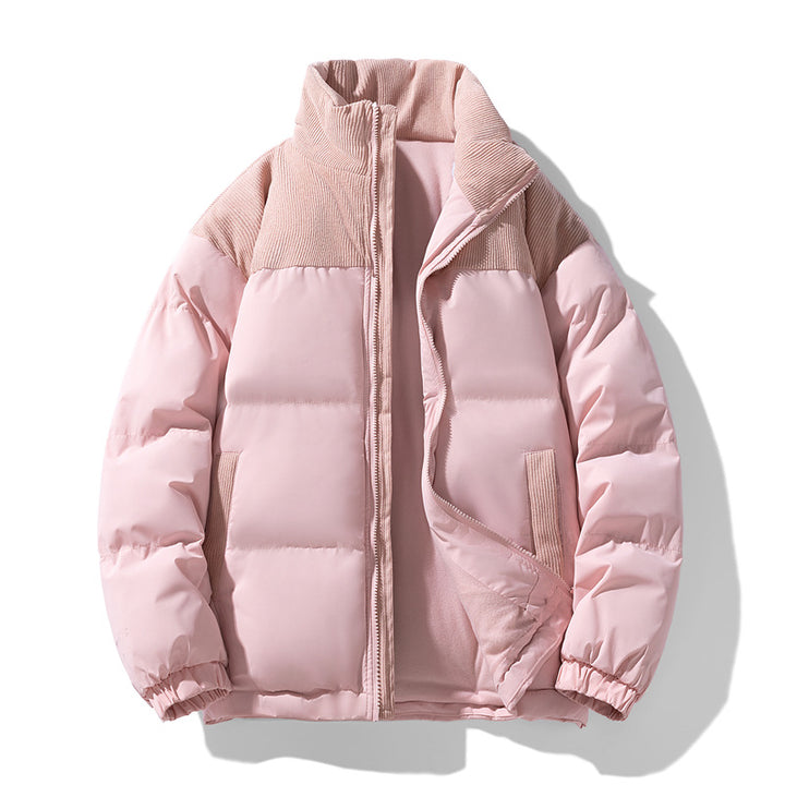 Men's quilted winter jacket with cord trim, high stand-up collar, and warm insulation Mune Fashion