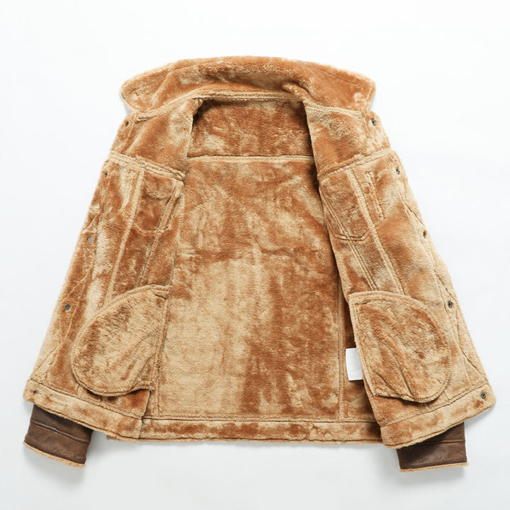 Men's trucker jacket made of suede synthetic leather with teddy lining Mune Fashion