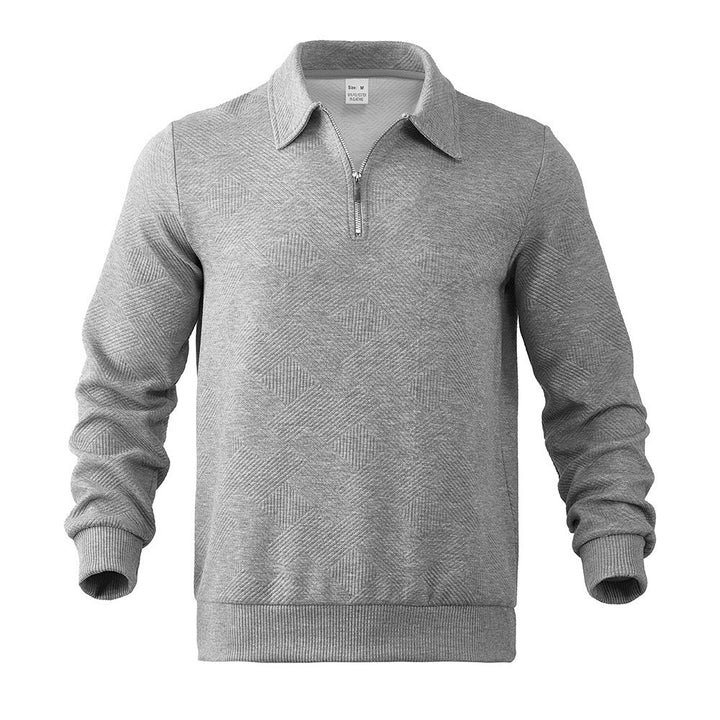 Men's fine structure half-zip pullover in polo shirt style Mune Fashion