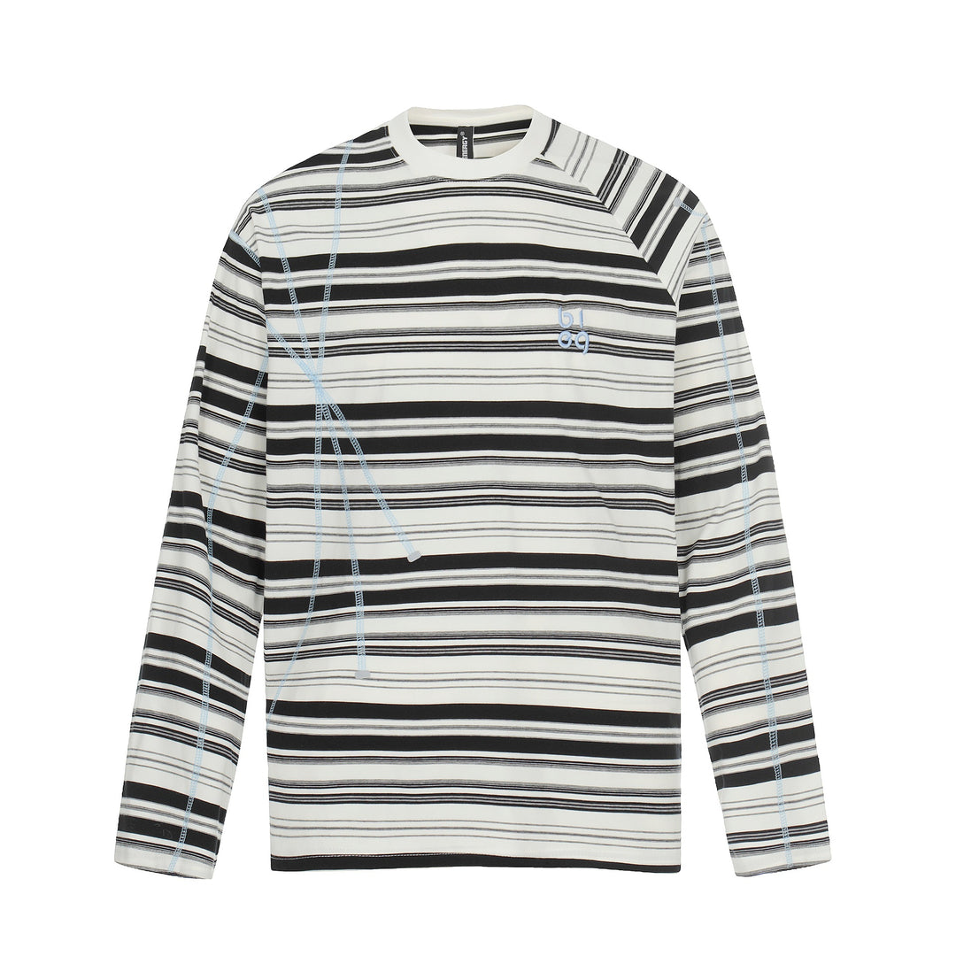 Unisex Striped Long Sleeve Shirt with Contrasting Decorative Seams Mune Fashion