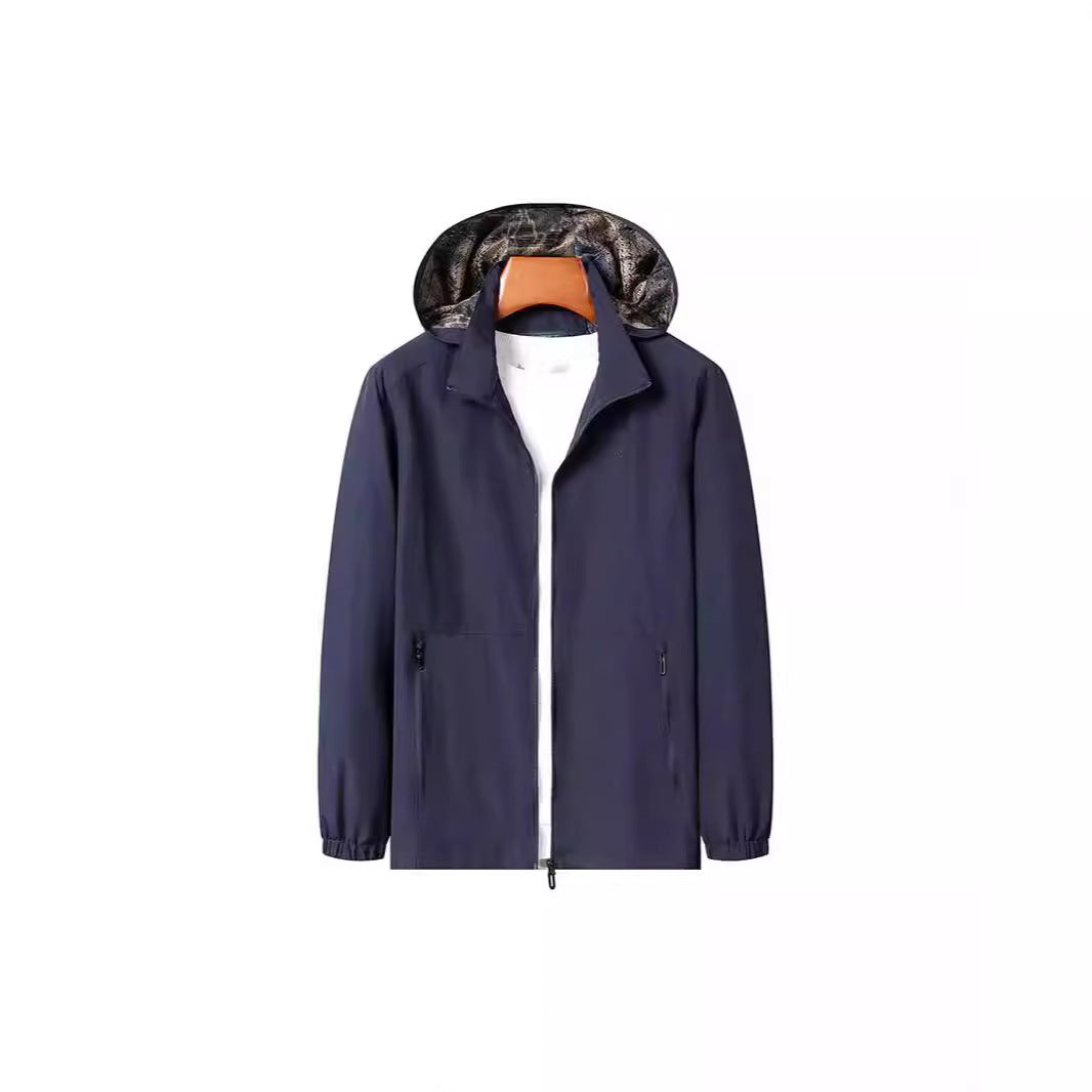 Men's Lightweight Hooded Shell Jacket with Water-Repellent Microfiber and Concealed Zipper Pockets Mune Fashion