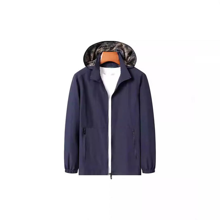 Men's Lightweight Hooded Shell Jacket with Water-Repellent Microfiber and Concealed Zipper Pockets Mune Fashion