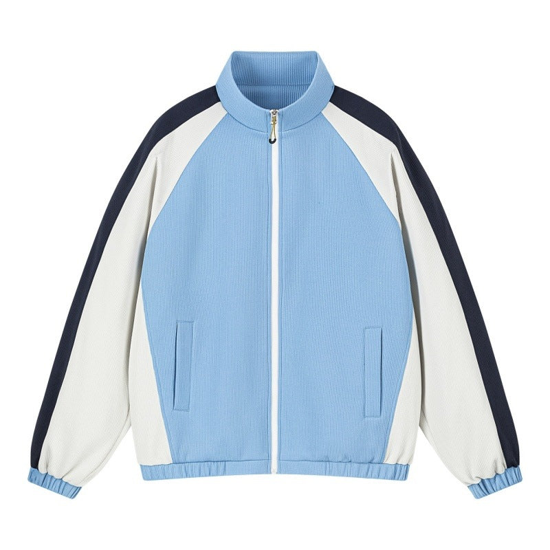 Men's Multicolored Track Jacket with Stand-Up Collar, Raglan Sleeves, and Full Zip Mune Fashion