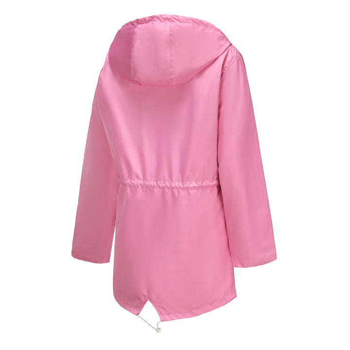 Women's light waterproof parka rain jacket with waist drawstring Mune Fashion
