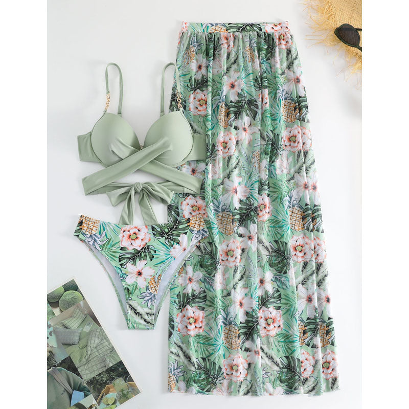 Women's Two-Piece Swimsuit Set with Elegant Wrap Top and High-Waisted Bottom Mune Fashion