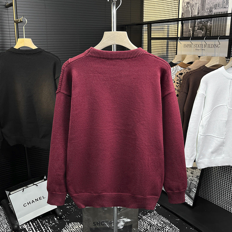 Men's Structured Patchwork Knit Sweater with Crew Neck and Ribbed Inserts Mune Fashion