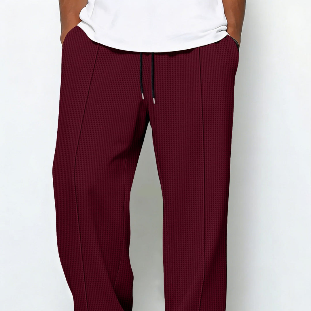 Men's custom-made jogging pants with drawstring waistband, crease and structured stretch quality Mune Fashion