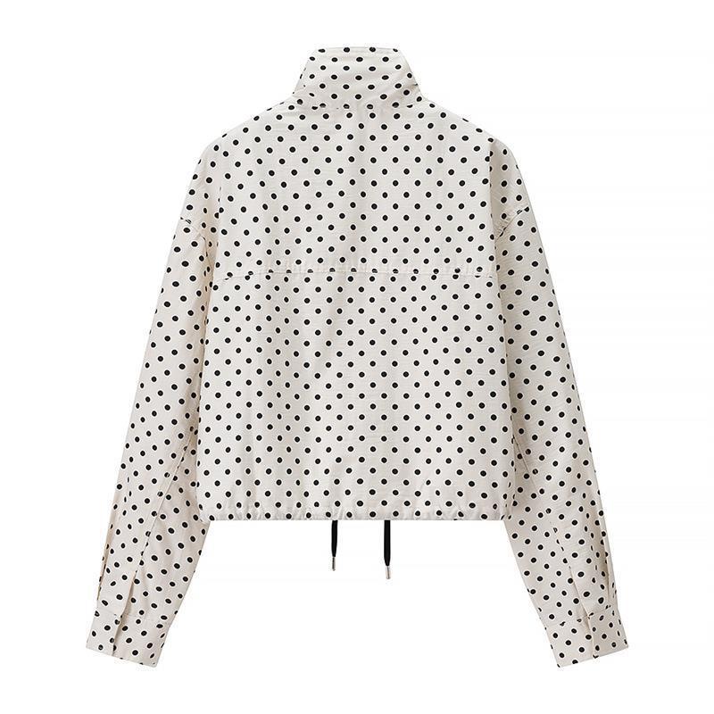 Women Two-Piece Polka Dot Blazer and Shorts Set with Volume Sleeves and High Waist Mune Fashion
