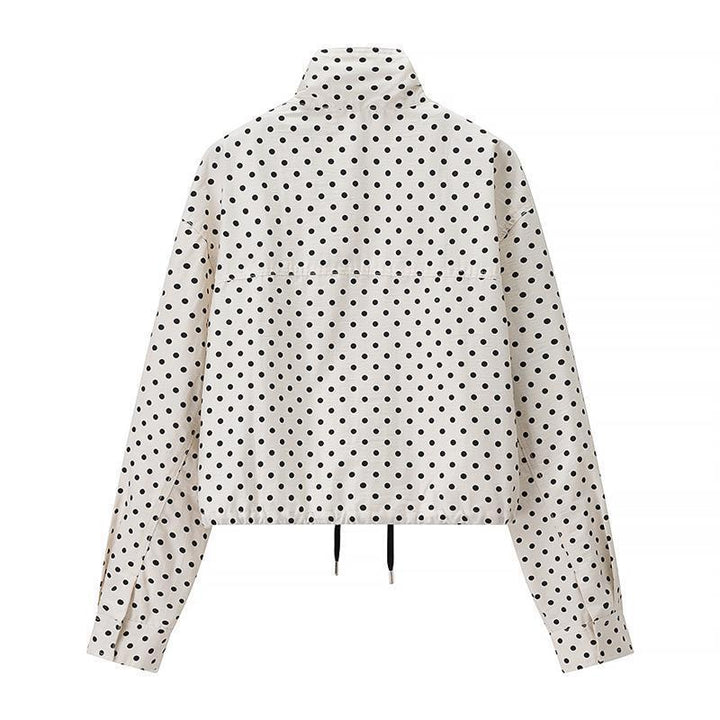 Women Two-Piece Polka Dot Blazer and Shorts Set with Volume Sleeves and High Waist Mune Fashion