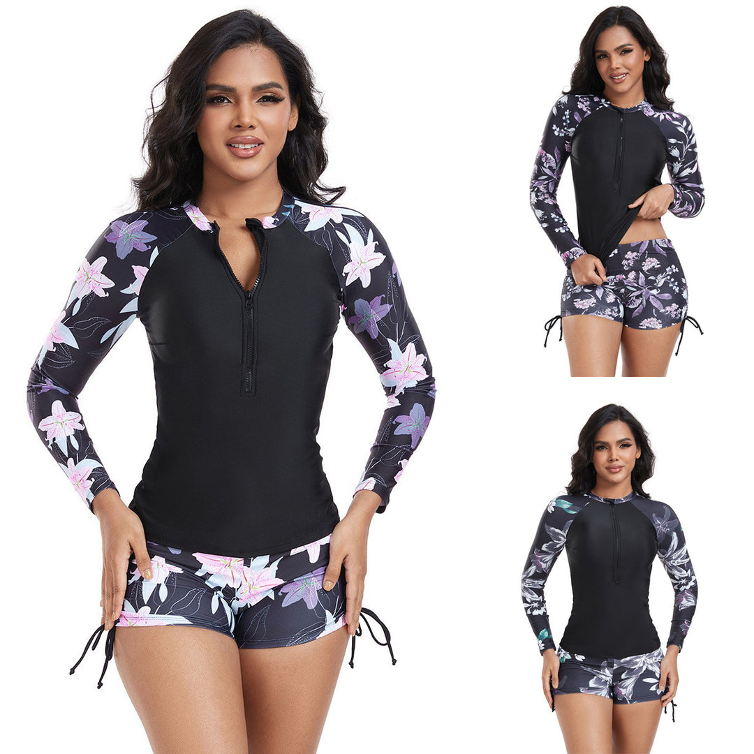 Women's Long Sleeve Rashguard with Fashionable Floral Design Mune Fashion