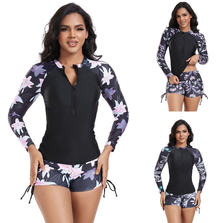 Women's Long Sleeve Rashguard with Fashionable Floral Design Mune Fashion
