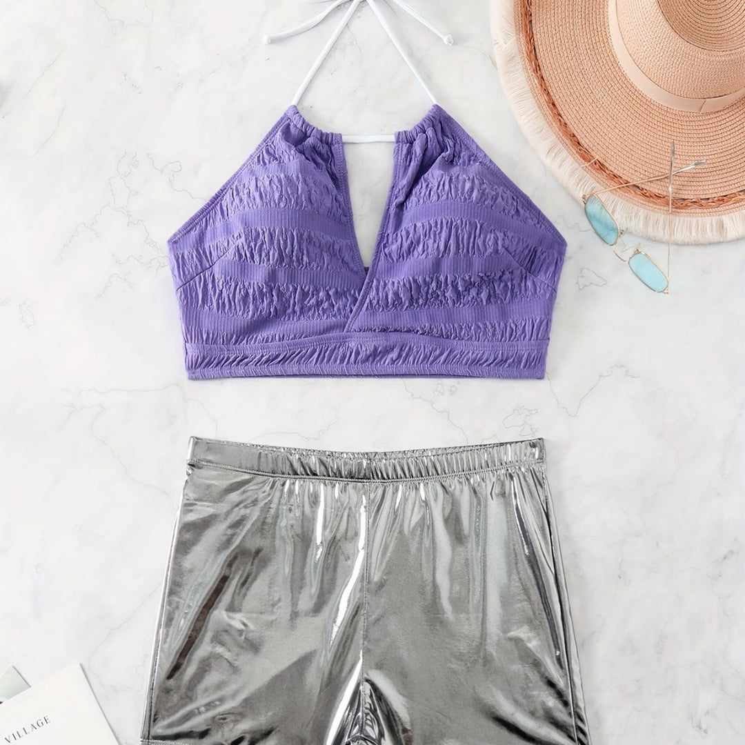 Women’s bikini set with floral top and high-shine shorts Mune Fashion