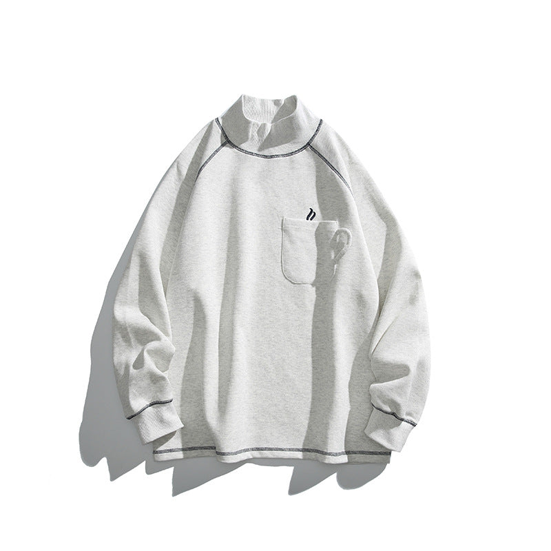 Unisex Oversize-Half-Collar Sweatshirt with Raglan Sleeves and Brust Pocket Mune Fashion
