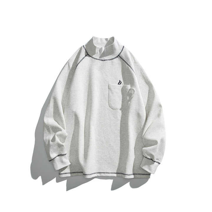 Unisex Oversize-Half-Collar Sweatshirt with Raglan Sleeves and Brust Pocket Mune Fashion
