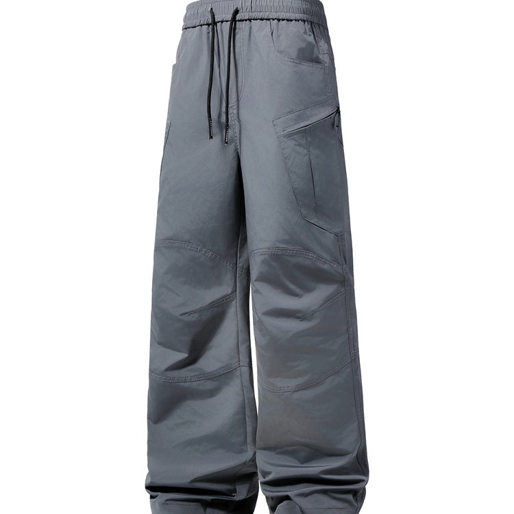 Men's loose technical cargo pants with elastic waistband and diagonal zip pocket Mune Fashion