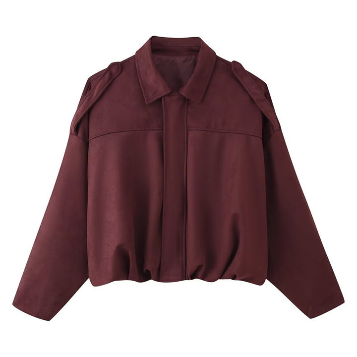 Women Cropped Oversized Blouson Jacket with Shoulder Flaps Mune Fashion
