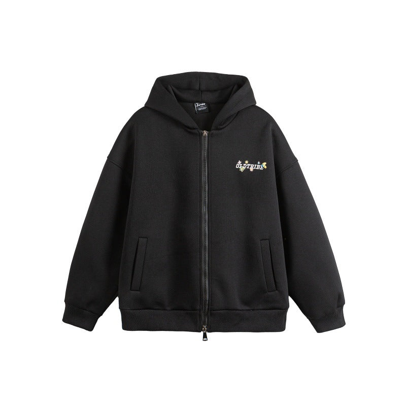 Unisex hooded zip jacket made of textured waffle quality in boxy cut with two-way zipper Mune Fashion