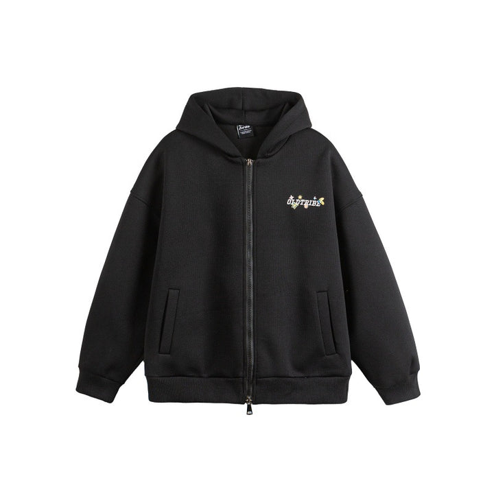 Unisex hooded zip jacket made of textured waffle quality in boxy cut with two-way zipper Mune Fashion