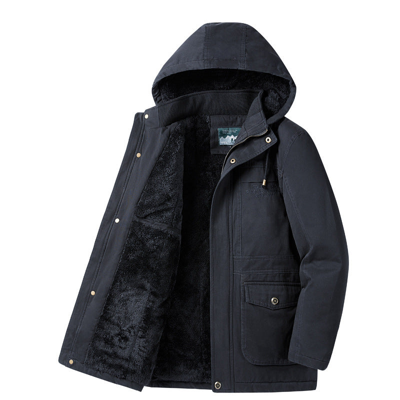 Men's parka with teddy lining, hood and sturdy canvas outer layer Mune Fashion