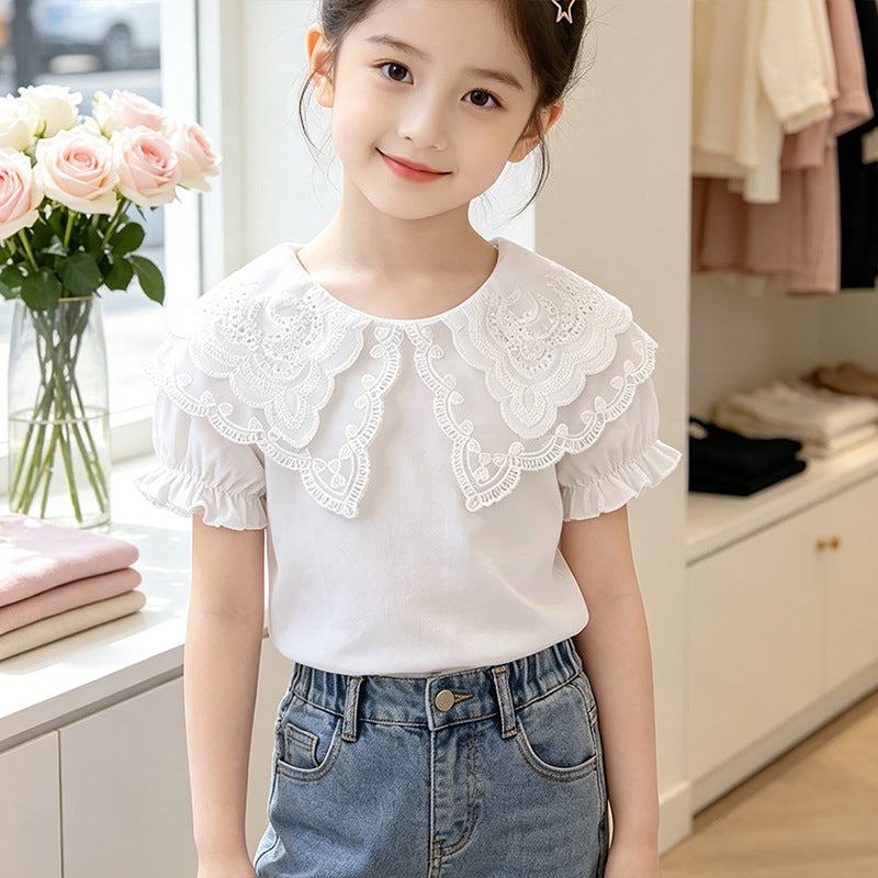 Girl's blouse with ruffled collar Mune Fashion