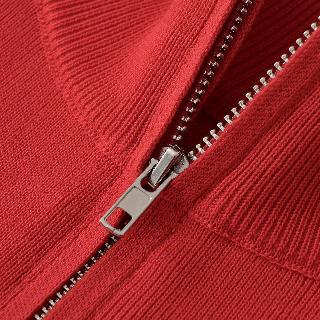 Women's Relaxed Half-Zip Fine Knit Sweater with Stand Collar and Dropped Shoulder Mune Fashion