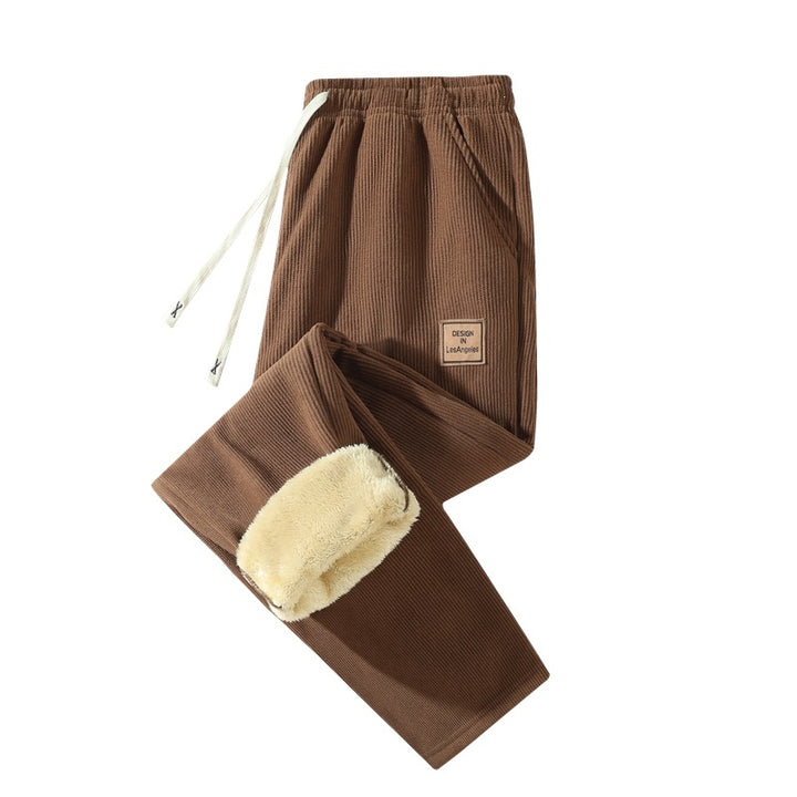 Women's Padded Corduroy Jogging Pants with Teddy Lining, Drawstring Waist & Side Pockets Mune Fashion