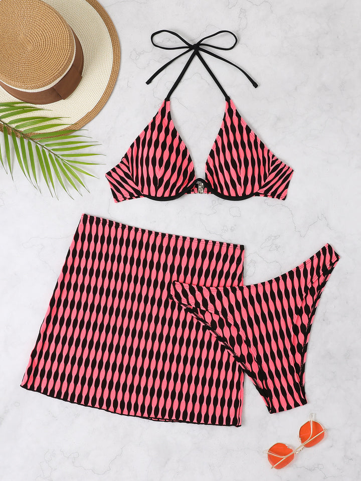 Women Triangle Bikini with Stylish Wrap Skirt Mune Fashion