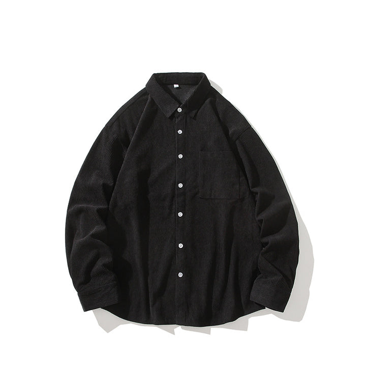 Men's Oversized Corduroy Shirt Jacket with Chest Pocket and Relaxed Fit Mune Fashion