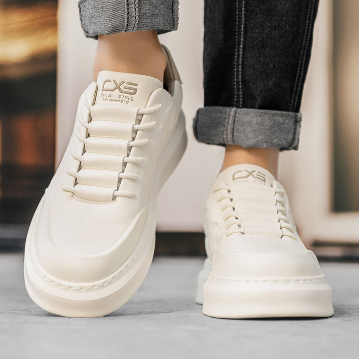 Men's Voluminous Low-Top Platform Sneakers with Embossed Honeycomb Texture Mune Fashion