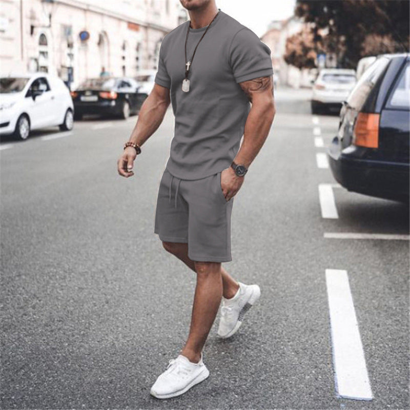 Men's fitted short sleeve shirt with reinforced shoulder seam and elastic drawstring bermuda made of stretch jersey Mune Fashion