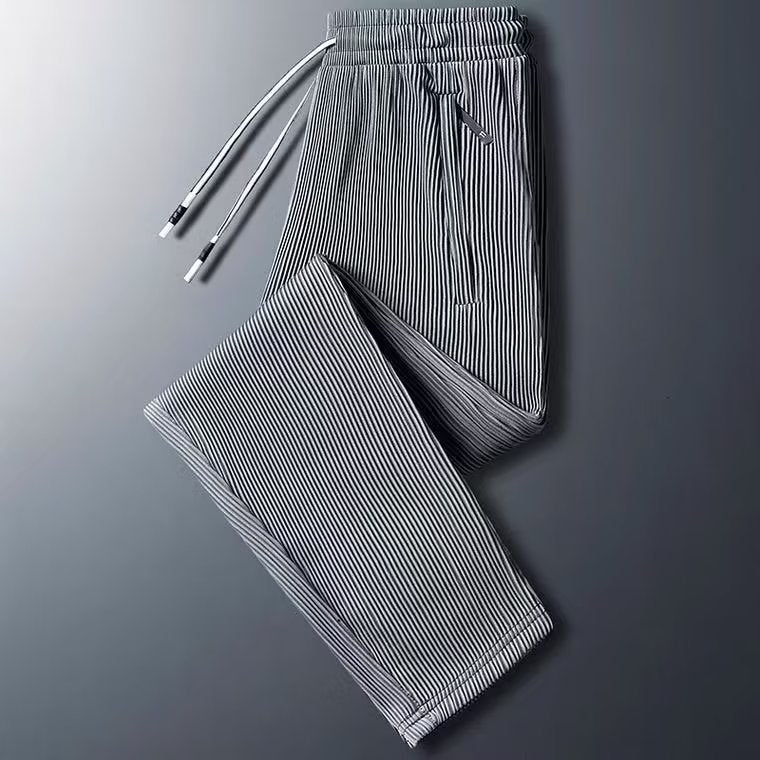 Men's sporty zip pants with stripes Mune Fashion
