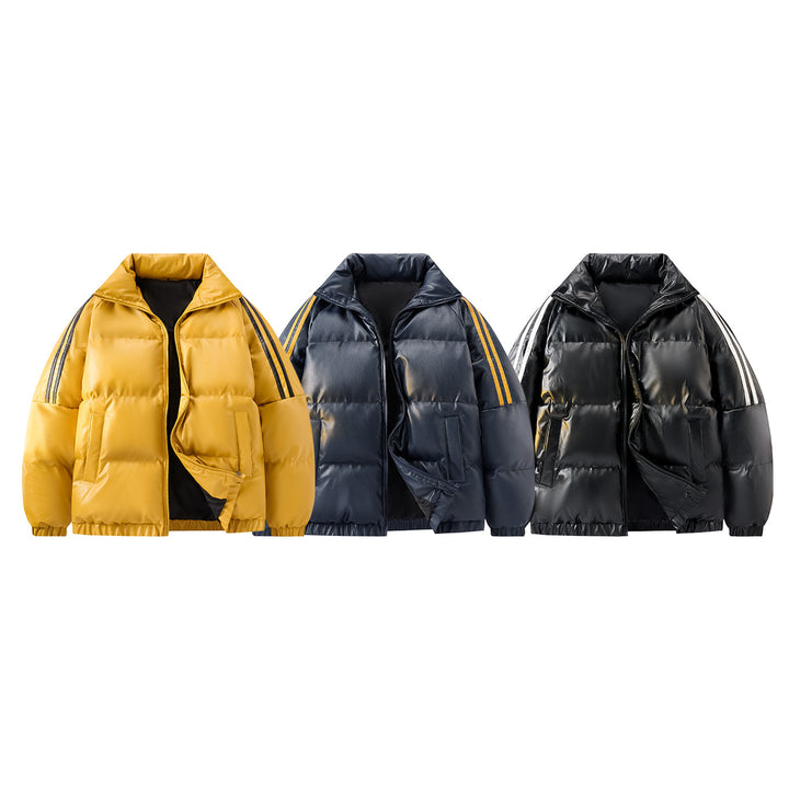 Men's Padded Quilted Jacket in Oversize Sports Look with Contrast Stripes on the Sleeves Drune