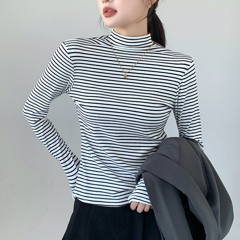 Ladies long sleeve ribbed top with high collar Mune Fashion