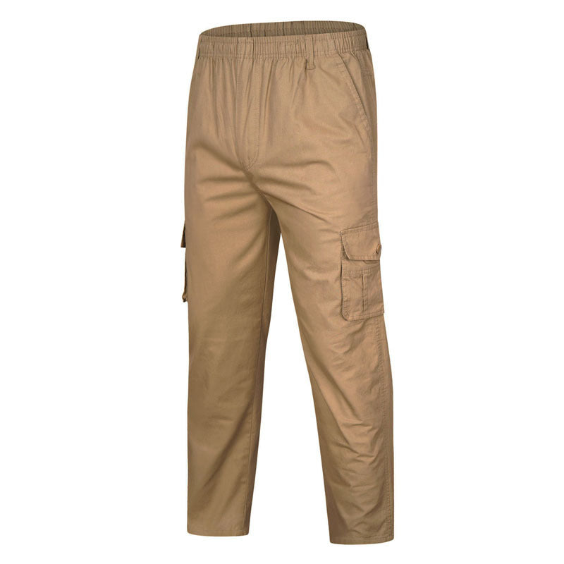 Men's cargo pants with elastic waistband, multiple pockets, and straight leg Mune Fashion