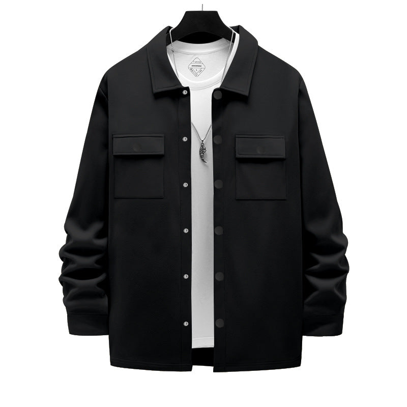 Men's work-inspired shirt jacket with button placket, patch chest pockets, and boxy fit Mune Fashion