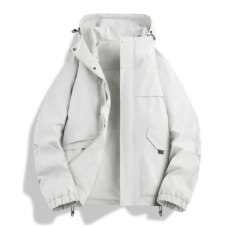 Unisex Lightweight two-tone wind and rain jacket with hood, drawstring and zip pockets Mune Fashion