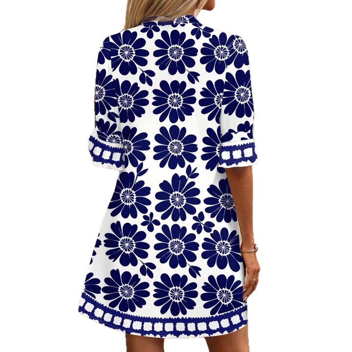Women's Lightweight Summer Tunic Dress with V Neckline and Ruffled Sleeves Mune Fashion