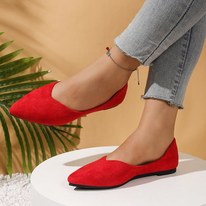 Women's pointed ballerina slippers in suede look with padded comfort insole Mune Fashion